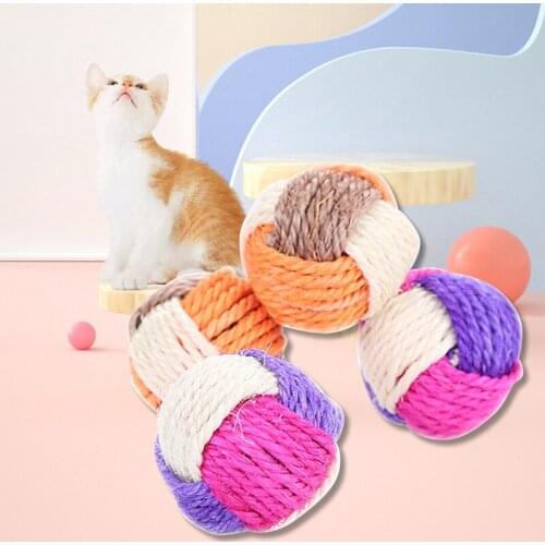 10Pcs Cat Ball Toy Funny Interactive Cat Pet Toys Play Chewing Rattle Scratch Catch Pet Cat Exercise Toy Sisal Balls