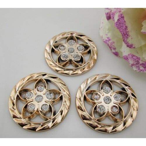 AB38)20pcs sparkling round gold plastic buckles for sewing