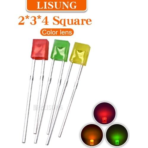 1000pcs/Bag 234 Square Led 2*3*4mm Light-emitting Diode Yellow Red Green Blue Electronic Diffuse Indicator Light Diy Kit