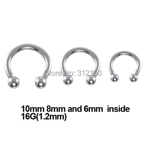 120pcs free shipping stainless steel tragus ring Nostril Nose Ring Mixed sizes circular barbell piercing ball Horseshoe Rings