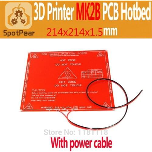 3D Printer PCB Heatbed Mk2b-214x214-cable Heated Bed Hot Plate for Prusa&Mendel. with power cable