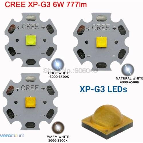 5pcs Cree XP-G3 XPG3 6W High Power LED Emitter Diode Beads Cool White Warm White Neutral White 20mm 16mm 14mm 12mm 10mm 8mm PCB