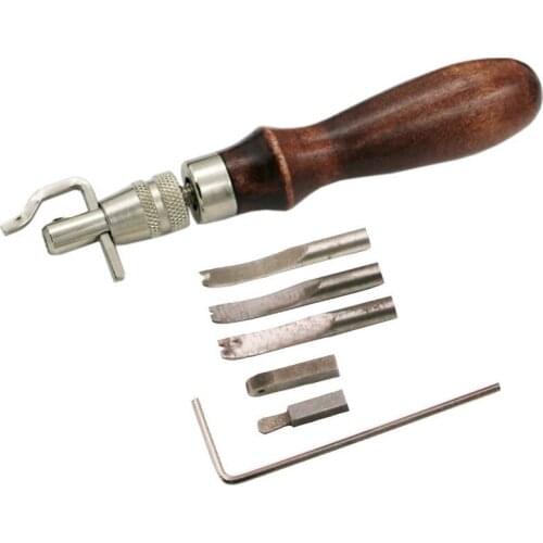 1 Set 5 in 1 Pro Leather Craft Adjustable Stitching and Groover Crease Leather Hand Tool