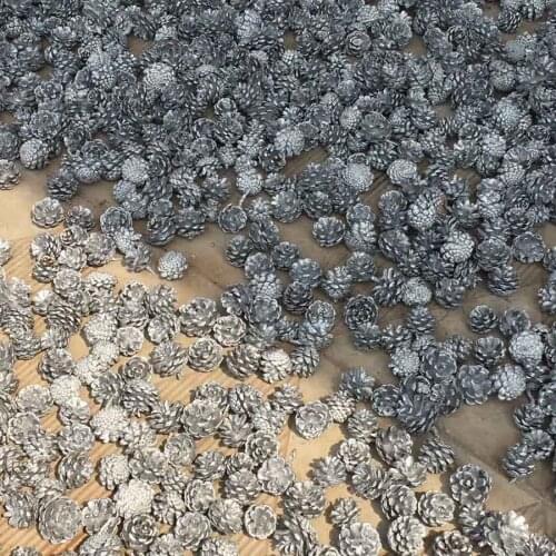 50pcs Dried Dyed Silver Pinecone Pine Cone Fruit For Wedding Party Home Hotel Decoration DIY Bouquet Vase Craft Accessory