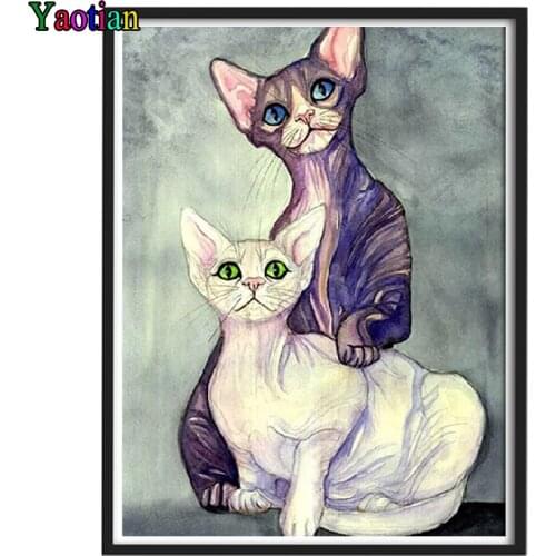 5d diy diamond painting"Cute Cat Brothers"mosaic cross stitch 3d embroidery diamond animal Full round square Drill Home Wall Art