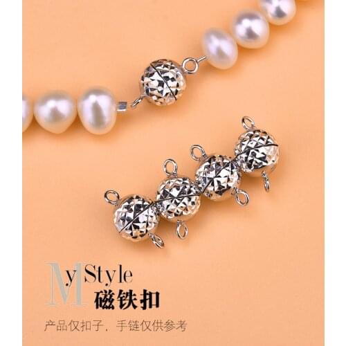 S925 Sterling Silver laser bead bracelet necklace magnet buckle connection buckle hand woven jewelry DIY accessories material ba