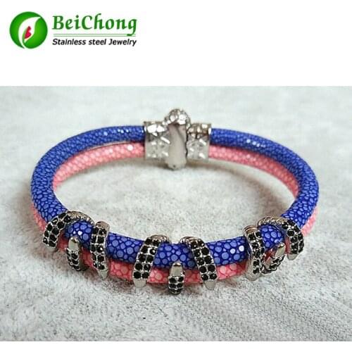 BC Atolyestone artillery EAGLE CLAWS BANGLE on four color made by stainless steel and Stingray