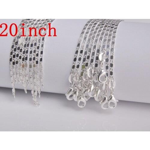 5PCS 20 inches Wholesale jewelry Lot 925 Silver colorSMOOTH Chain Necklace For Pendant Free shipping