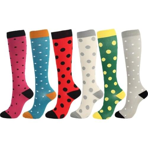 Moda Mulaya Compression Stockings Men/Women Leg Support Elastic Varicose Veins Socks Knee Dots High Blood Circulation Pressure