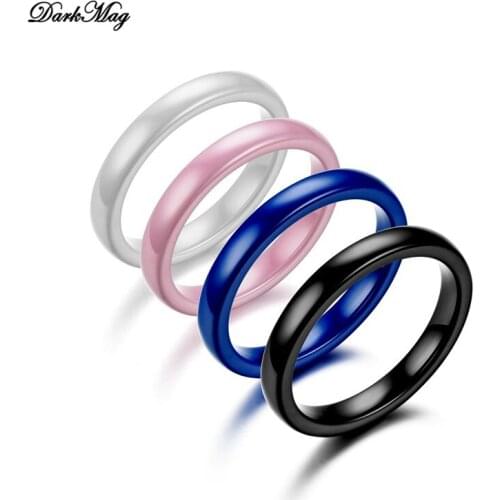 DarkMag New Arrival Black White Blue Colorful Ring Ceramic Ring For Women Wedding Band Ring Width 3mm Size 6-12 Gift For Men