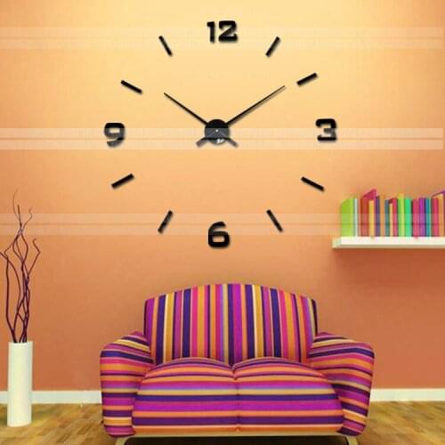 DIY Large Home Decor 3D Wall Clock Mirror Stickers Big Watch Horloge Quartz Clock Needle