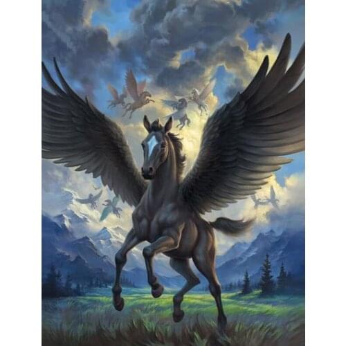 DIY Wings Horse 5D Square/Round Diamond Painting Pegasus Cross Stitch Crafts Diamond Embroidery Mural Home Decoration Mosaic
