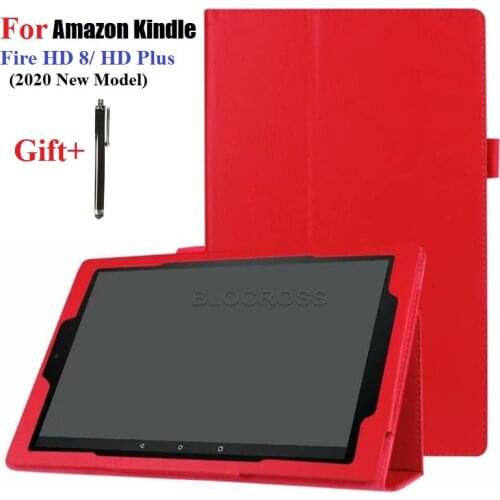 Pu Leather Tablet Case for Fire HD 8 HD 8 Plus 2020 Protective Flip Stand Cover for Fire HD7 HD8 HD 8 2017 2018 Case with Stylus