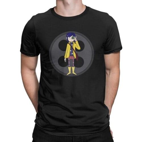 Coraline Mens T Shirts Coraline Button Eyes Leisure Cotton Short Sleeve Tees O-Neck T-Shirts 4X 5X Clothes