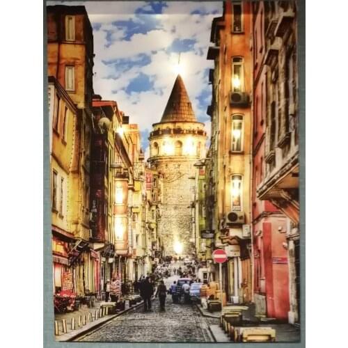 ION Canvas Table With Led Colorful Galata Tower Wall Decoration Fashion Luminous Table