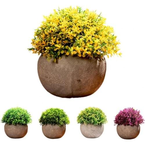 Simulation Potted Fresh Home Decoration Plastic Rural Grass Ball Fake Bonsai for Living Room