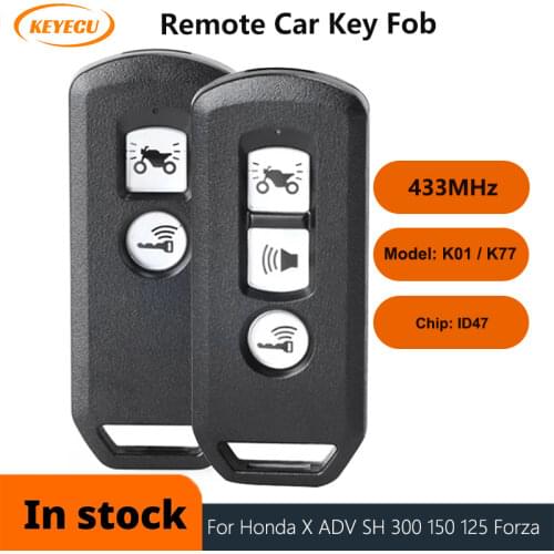 KEYECU OEM Motorcycle Scooter Remote Key 2 / 3 Buttons 434MHz ID47 FOB for Honda K35V3 ADV SH 150 Forza 300 125 PCX150 2018 2019