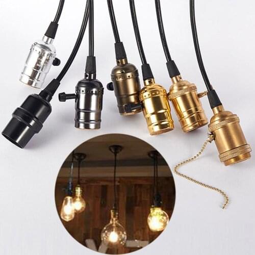 Coffee Shop Retro Edison Screw Bulb Holder Socket Lamp Pendant Light Stand W/Switch Cord Grip Threaded Lamp Holder Decoration