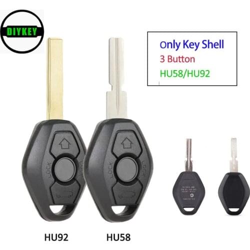 DIYKEY Remote Key Shell 3 Buttons HU92 / HU58 Blade BackSide Words Optional for BMW Z3 Z4 X3 X5 E36 325i 3 5 7 525i 330i