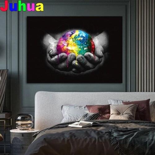 Colorful Earth We Are The World diy Diamond Painting Mosaic abstract 5D Full Square Round DIY diamond Embroidery home decor