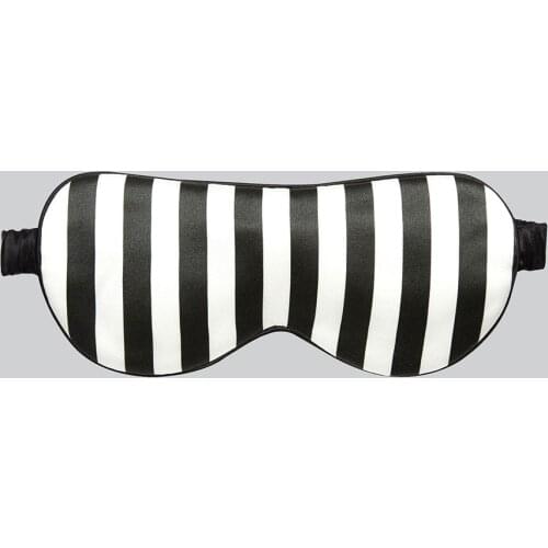 Black And White Stripes Sleeping Mask Simple Mulberry Silk Eyes Mask Soft Breathable Blindfold Headband Eyepatch Night Mask