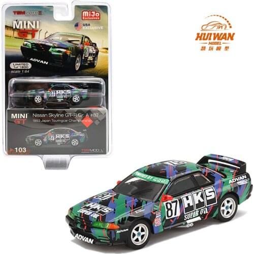 MINIGT 1:64 Nissan GTR R32 HKS 87# 1993 Diecast Collection of Simulation Alloy Car Model Children Toys