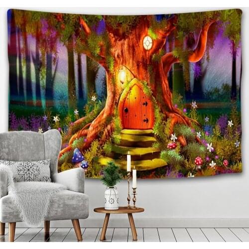 Fantasy World Tapestry Chinese Dragon And Swordsman Wall Hanging Hippie Wall Carpets Dorm Decor Psychedelic Tapestry