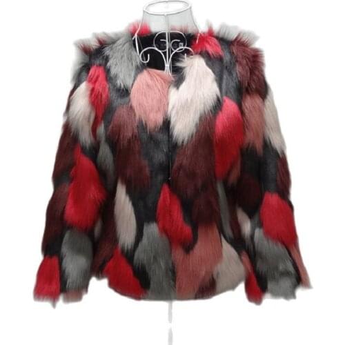 S-6XL New Fashion Women Winter Clothes Imitation Fox Fur Coat Short Female Faux Raccoon Fur Coat