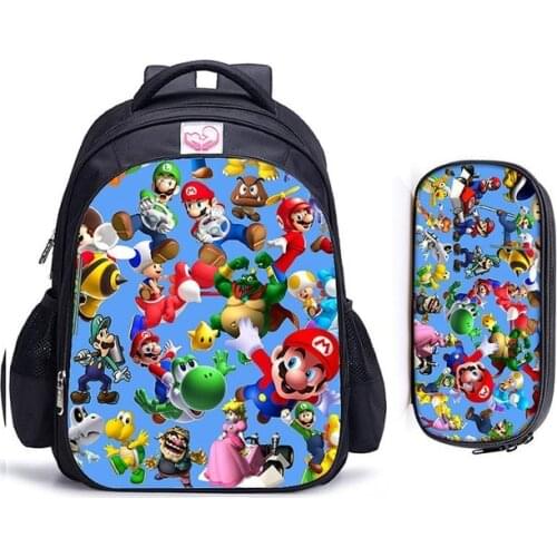 16 Inch Mario Bros Children School Bags Orthopedic Backpack Kids School Boys Mochila Infantil Catoon Bags