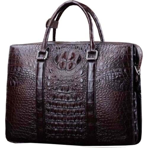 Ourui new true crocodile men briefcase brown men handbag real crocodile leather new arrival