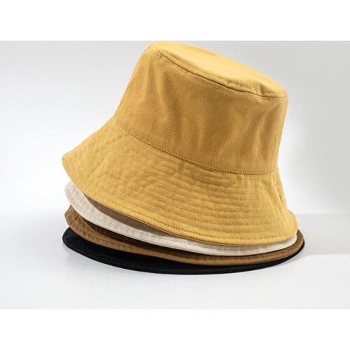 2021 New Spring and Summer Wide Brim Solid Color Basic Bucket Hat for Woman and Man Black Pink Yellow White Brown Bucket Hat Cap