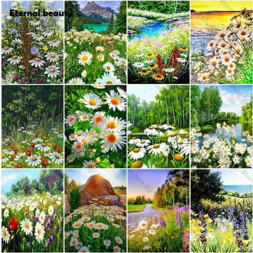 Landscape 5D Diamond Painting Embroidery Full Square/round Kind of Flowers Mosaic Green Plants Wall Pictures Home Decoration