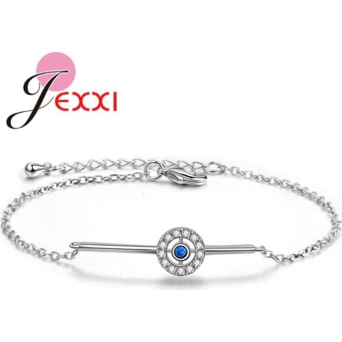 Simple Geometric CZ Cubic Zircon 925 Sterling Sliver Jewelry Adjustable Bracelet For Women Boutique Valentine Lover Jewelry Gift