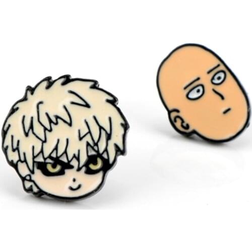 Stud Earrings Comic ONE PUNCH-MAN Theme Eardrop Cartoon Genos Saitama Figure Shape Earring Enamel No Clip -20