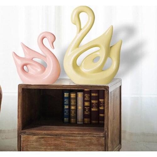 Modern Swan Couple Ceramic Accessories Home Livingroom Desktop Furnishings Crafts Wine Cabinet Coffee Table Figurines Decoration