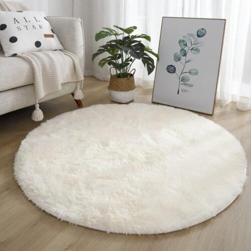 Fluffy Round Rug Carpets Faux Fur Rugs Kids Room Long Plush Rugs for Bedroom Shaggy Area Rug Modern Mats for Living Room Decor