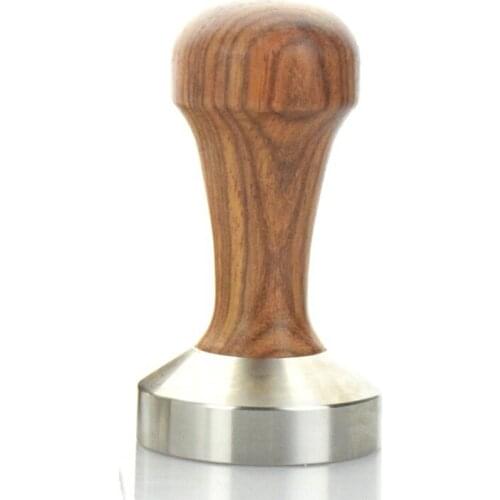 Stainless Steel Coffee Tamper 51 Mm, Wooden Espresso Tamper Base Coffee Bean Press