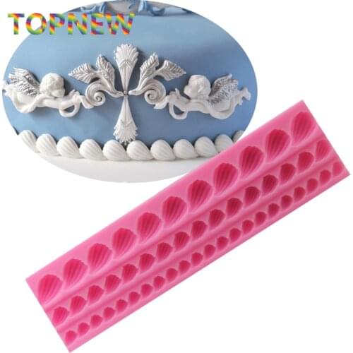 Cake Border Decoration Silicone Mold Shell Relief Fondant Cake Decorating Tools Gumpaste Chocolate Candy Clay Moulds