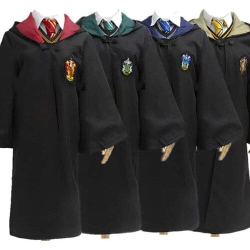 Unisex Kids Adult Ravencalaw Slytherin Hufflepuff Magic School Robe Dress Women Girls Hermione Granger Halloween Costume