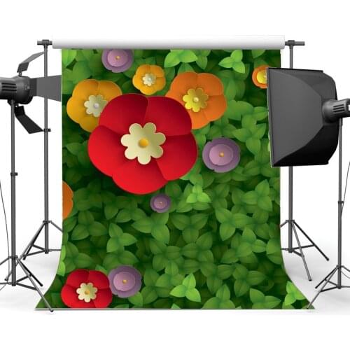 Spring Backdrop Sweet Baby Shower Backdrops Multicolor Paper Flowers on Fake Green Grass Meadow Photography Background