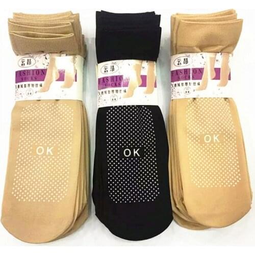 1 Pair Spring Summer Women Soft Socks Casual Non-Slip Bottom Splice Fashion Transparent Ladies Girls Thin Silk Sock