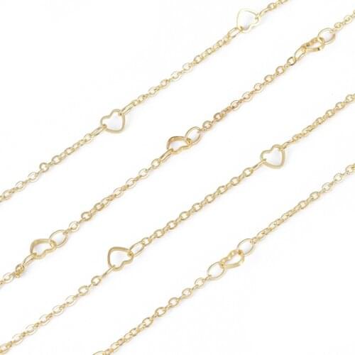 10m/roll Soldered Handmade Brass Cable Chains with Heart Link Ring for Jewelry Making DIY Bracelet Necklace Accessories Finding