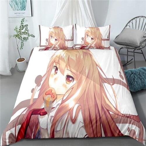 2/3 Pieces Beautiful Girl Bedding Set 3D Print Cartoon Anime Duvet Cover Home Custom Luxury Bed Quilt Cover Pillowcase(No Sheets