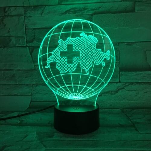 3D Lamp 7 Color Switzerland map Led Night Lamps for Kids Touch Led USB Table Lampara Lampe Baby Sleeping Nightlight 186