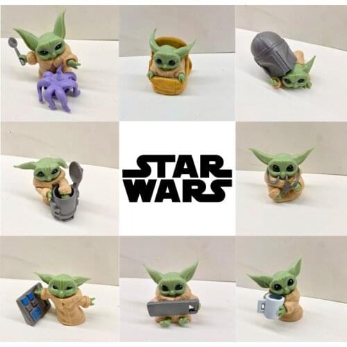 5-6cm 8pcs/set doll Disney Star Wars Baby Yoda Action Figure Toys Star Wars Yoda Baby Anime Figure Toys Yoda Kids Christmas Gift
