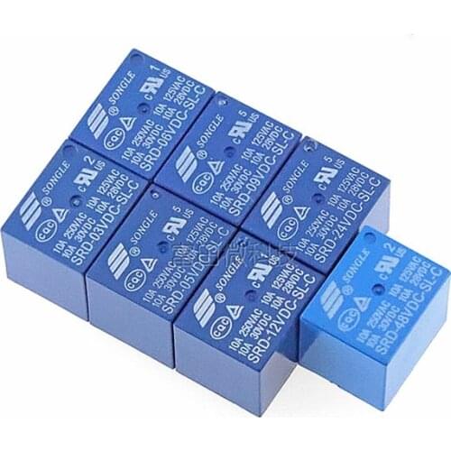 50PCS/lot Power relay SRD-12VDC-SL-C SRD-24VDC-SL-C SRD-48VDC-SL-C 5PIN 10A 250VAC