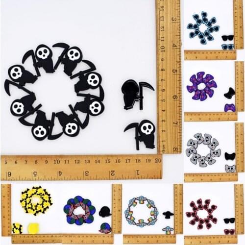 DIY Soft PVC Accessory Eyeglass Fying Saucer Halloween Deathman Hand Lever Fit Pen/Cable Winder/Bookmark/Ring 10 pcs Craft Charm