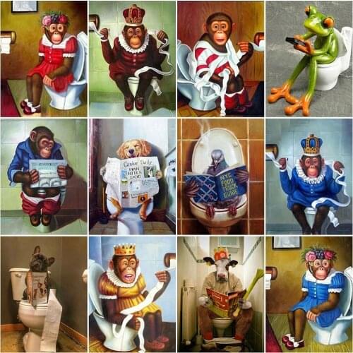 PDMDOG 5D DIY Diamond Painting Dog Full Drill Square Round Diamond Embroidery Animal Mosaic Monkey Cross Stitch Decor For Home