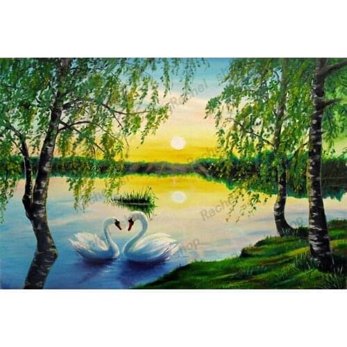 Diamond Embroidery Diy Diamond Painting Cross Stitch Kits Diamond Mosaic Sunset swan Full Square Diamond Embroidery CS261