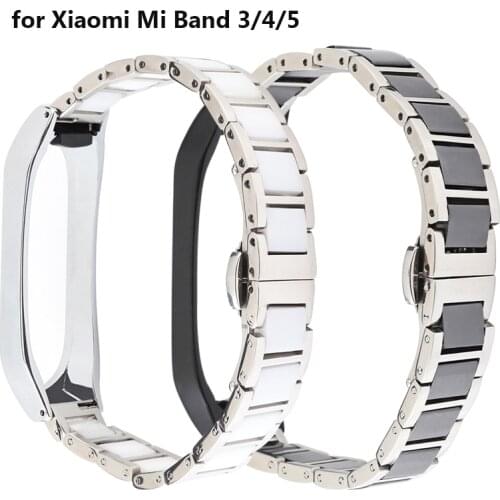 Wristband for For Mi Band 5 6 Strap NFC Stainless Steel For Xiaomi Mi Band 4 3 Strap Global Bracelet Miband 6 Metal Ceramic